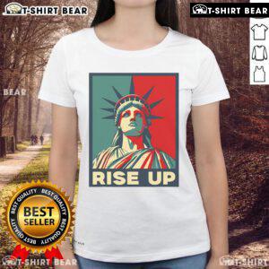Premium Vintage Rise Up Wise Up Eyes Up Hamilton Statue of Liberty Ladies Tee featuring a stylish graphic design.
