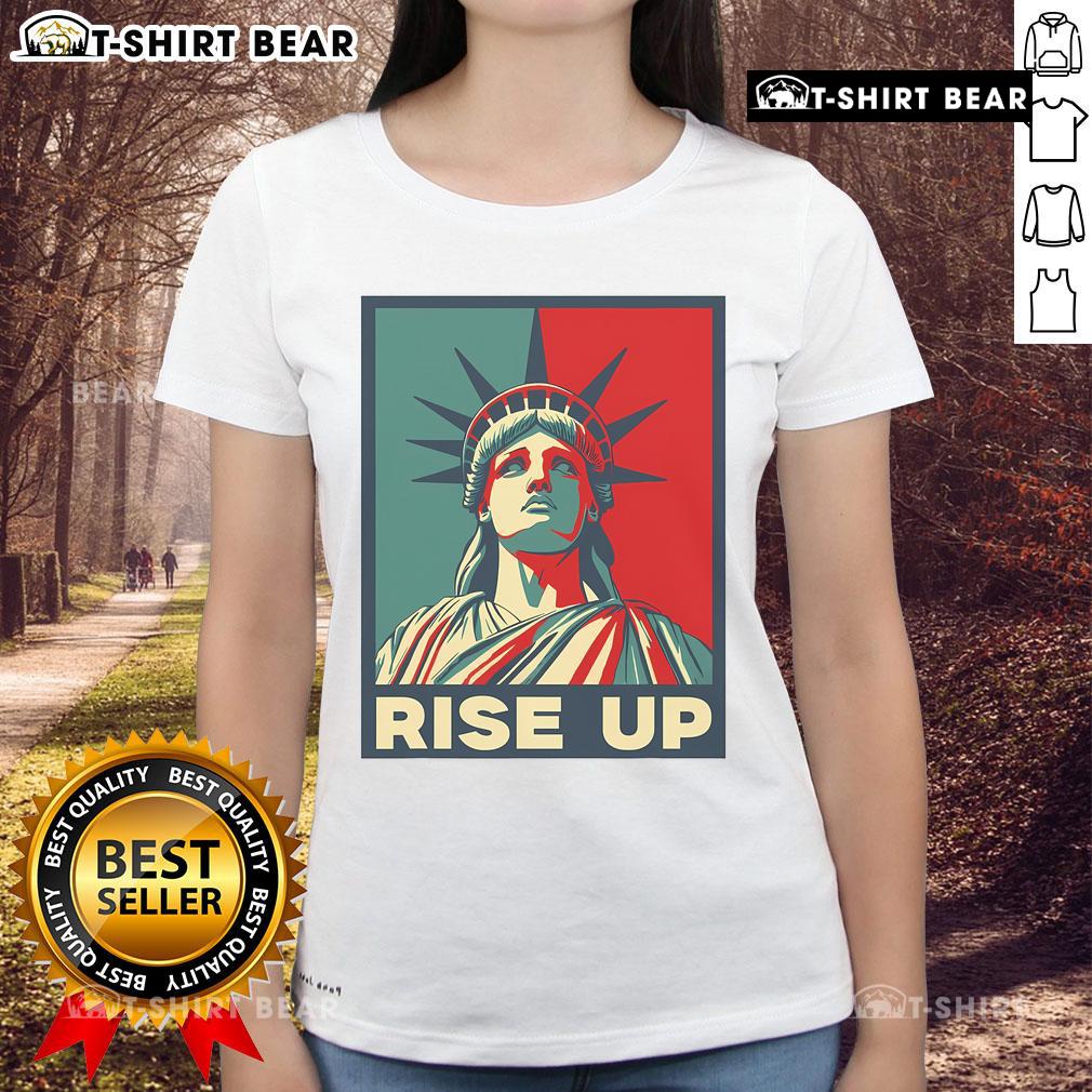 Premium Vintage Rise Up Wise Up Eyes Up Hamilton Statue of Liberty Ladies Tee featuring a stylish graphic design.