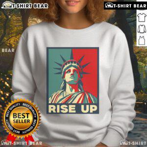 Alt Text: Premium vintage Rise Up Wise Up Eyes Up sweatshirt featuring Hamilton and the Statue of Liberty design.