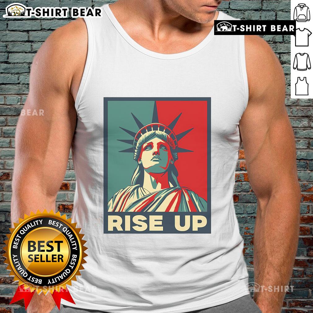 Premium Vintage Rise Up Wise Up Eyes Up Hamilton Statue of Liberty tank top design featuring iconic freedom imagery.