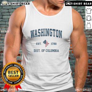 Premium Washington DC vintage American flag tank top, USA established 1790, perfect for patriotic fashion lovers.