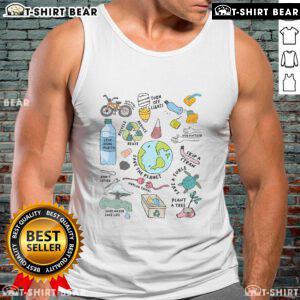 Pretty Earth Day environmental tank top promoting save the planet message with vibrant nature graphics.