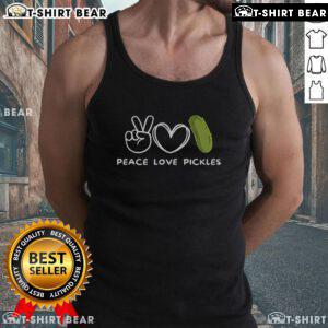 Pretty Peace Love Pickles retro tank top for food lovers, featuring a fun pickle design and vibrant colors.