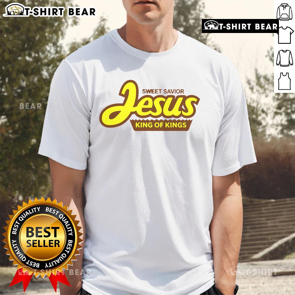 Alt Text: Pretty Sweet Savior Jesus King Of Kings T-Shirt featuring a bold graphic design celebrating faith and devotion.