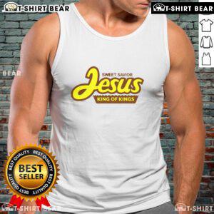 Pretty Sweet Savior Jesus King of Kings tank top featuring a bold design and vibrant colors, perfect for casual wear.