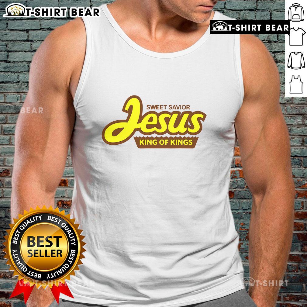 Pretty Sweet Savior Jesus King of Kings tank top featuring a bold design and vibrant colors, perfect for casual wear.