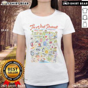 Pretty The Viral Podcast 90s souvenir ladies tee featuring vibrant graphics and retro style perfect for podcast fans.