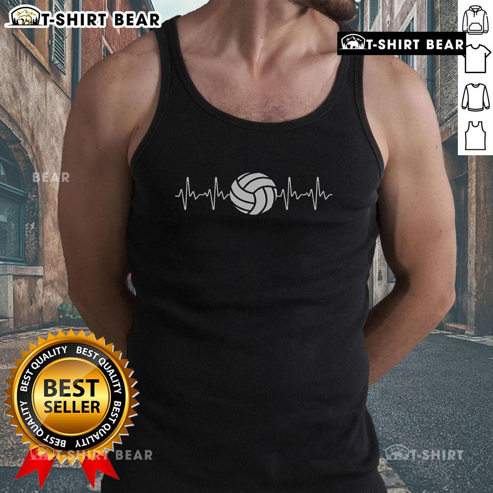 Stylish Pretty Volleyball Heartbeat Tank Top featuring a heart and volleyball graphic, perfect for sports enthusiasts.