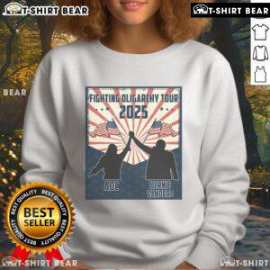 Alt Text: Top Bernie Sanders AOC Fighting Oligarchy Anti-Trump Women's Sweatshirt with bold graphic design.