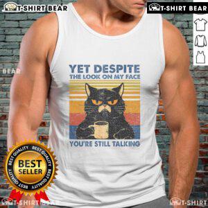 Top Cat tank top design featuring a cat with a sassy expression, perfect for cat lovers and casual wear.
