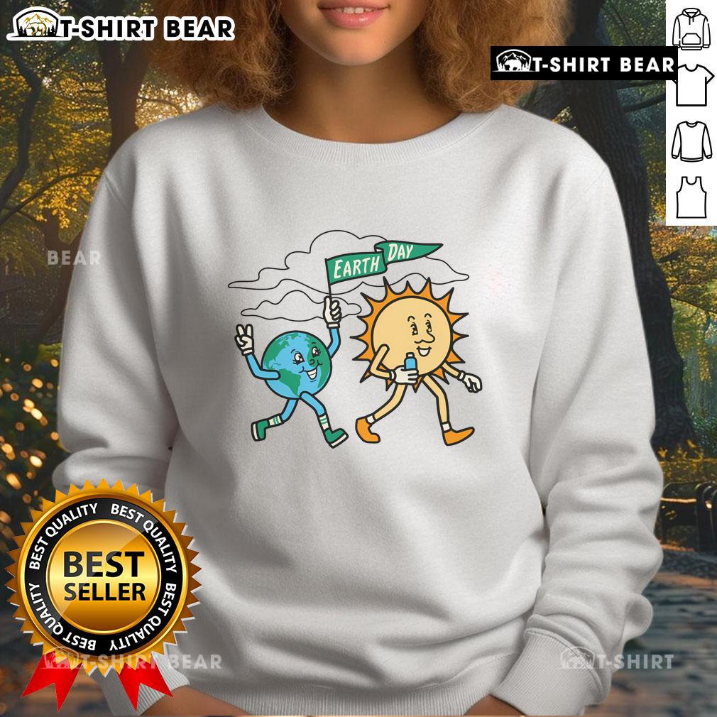 Cozy Top Earth Day Flag Sweatshirt featuring a vibrant Earth Day flag design, perfect for eco-conscious fashion lovers.