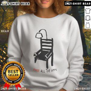 Top Fat Nick Free All The Opps Electric Chair Sweatshirt in black, featuring a bold graphic design and casual style.
