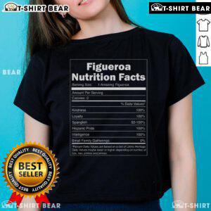 Top Figueroa Nutrition Facts Ladies Tee featuring vibrant design and essential nutrition information for health-conscious women.