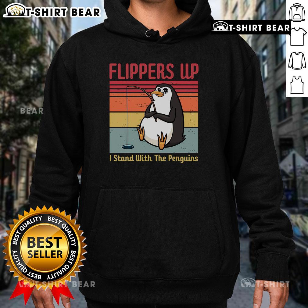 Vintage hoodie featuring 'I Stand With The Penguins' design, perfect for penguin lovers and eco-friendly fashion enthusiasts.