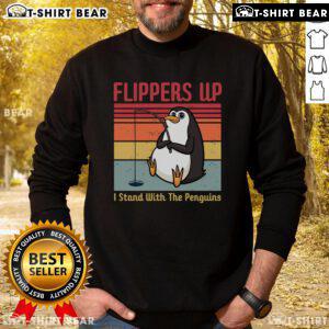 Alt Text: Vintage sweatshirt featuring 'I Stand With The Penguins' graphic, perfect for penguin lovers and casual wear.