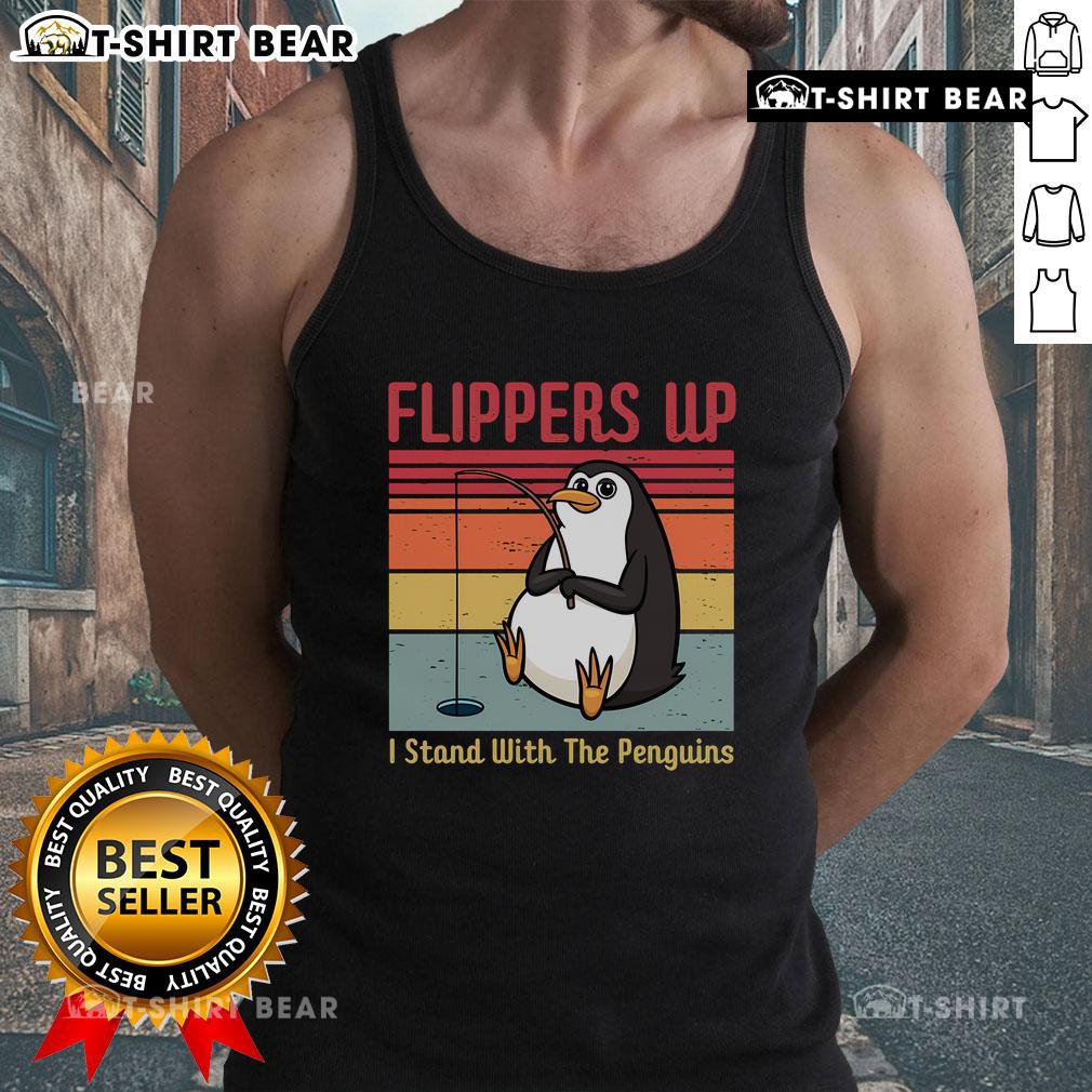 Vintage tank top featuring 'I Stand With The Penguins' design, perfect for penguin lovers and casual summer wear.