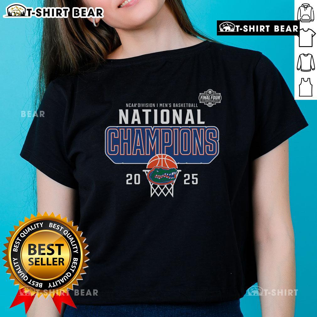 Top Florida Gators Fanatics 2025 NCAA Men's Basketball National Champions Core Ladies Tee in vibrant team colors.