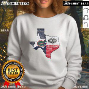 Top Florida Gators Final Four Fanaticity 2025 Men's Basketball Lone Star Sweatshirt in vibrant blue and orange.