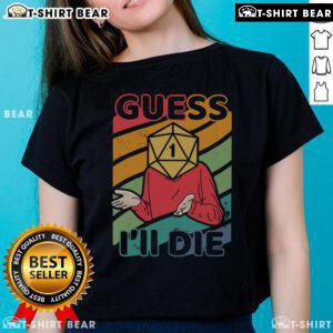 Alt Text: Top Guess I'll Roll A 1 Ladies Tee featuring a playful design perfect for casual wear and tabletop gaming fans.