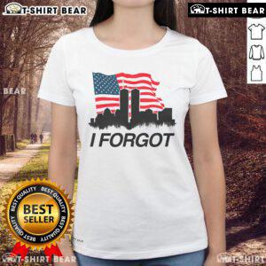 Stylish ladies tee featuring the Twin Towers skyline and American flag design for patriotic fashion enthusiasts.