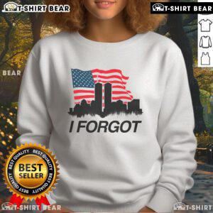 Top I Forgot Twin Towers City Skyline America Flag Sweatshirt featuring iconic NYC skyline and vibrant American flag design.