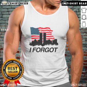 Top I Forgot Twin Towers city skyline with an American flag tank top, showcasing a vibrant urban landscape and patriotism.