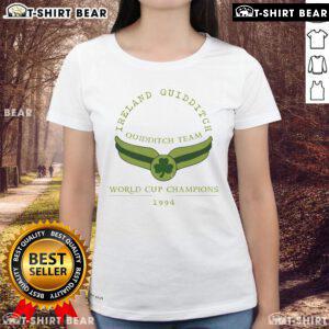 Alt Text: Top Ireland Quidditch 1994 World Champs Ladies Tee showcasing team pride and vintage sportswear style.