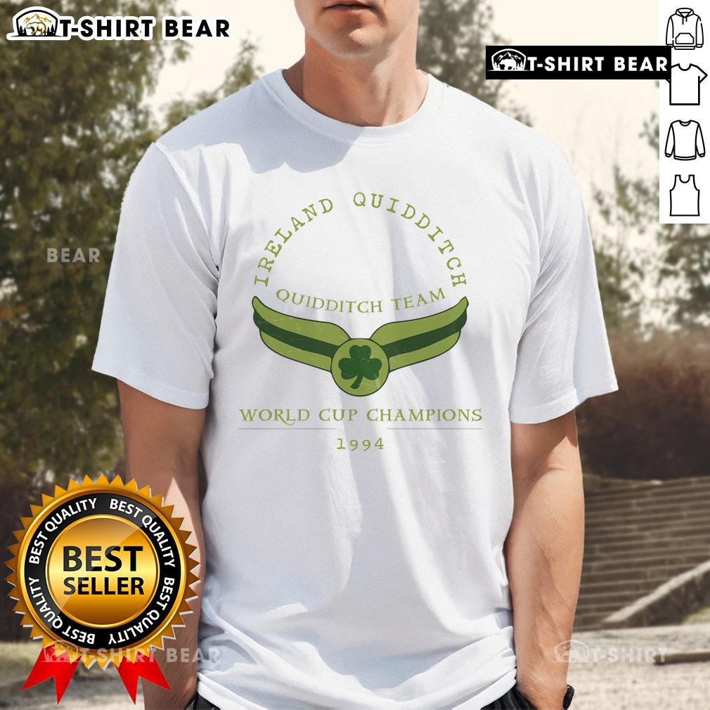 Top Ireland Quidditch 1994 World Champs T-Shirt featuring iconic design celebrating Ireland's Quidditch victory.