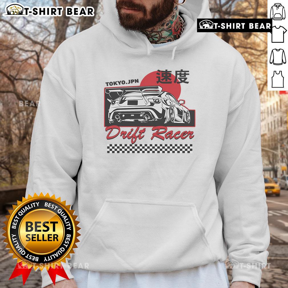 Alt Text: Vintage hoodie featuring a top JDM Tokyo drift race car design, perfect for car enthusiasts and retro fashion lovers.