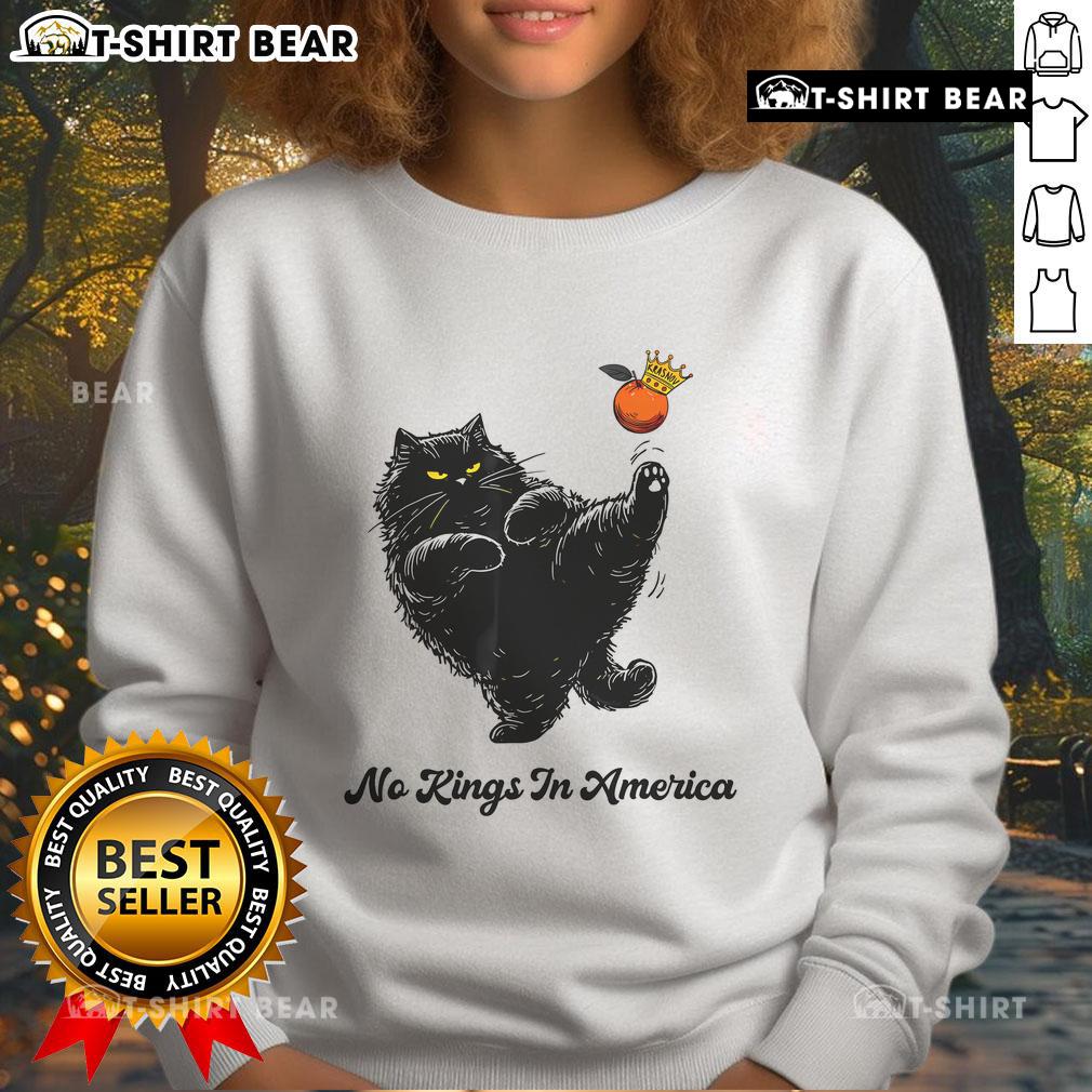Top No Kings in America We The People political cat sweatshirt featuring a bold graphic and vibrant colors for patriots.