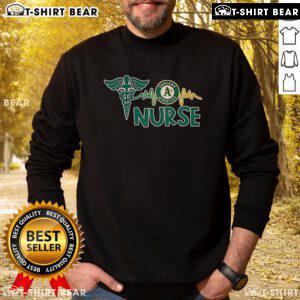 Top Nurse Heartbeat Oakland Athletics Baseball Sweatshirt featuring a stylish design for sports and healthcare fans.