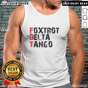 Alt Text: Peter Shankman wearing a Foxtrot Delta Tango (FDT) tank top, showcasing a trendy casual look and vibrant colors.