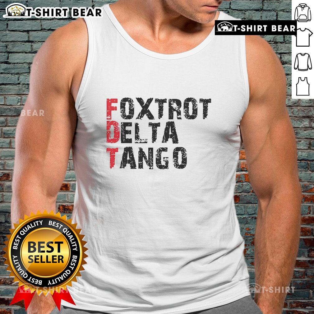 Alt Text: Peter Shankman wearing a Foxtrot Delta Tango (FDT) tank top, showcasing a trendy casual look and vibrant colors.
