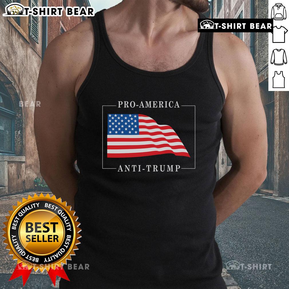 Top Pro America Anti-Trump Tank Top featuring bold graphics and a patriotic design for political statement wear.