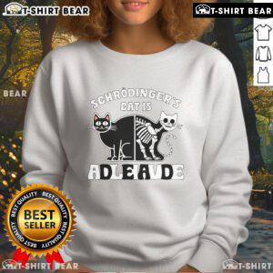 Top Schrdinger's Cat sweatshirt featuring a playful design of the cat in both dead and alive states, perfect for quantum physics fans.