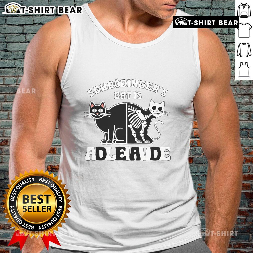 Top Schrodinger's Cat Dead and Alive Quantum Physics Tank Top featuring a playful design of the iconic cat illustration.