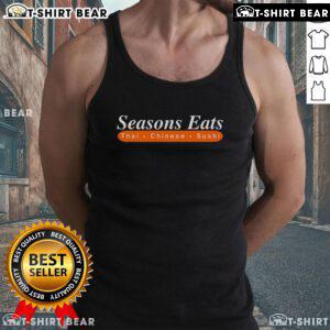 Alt Text: Top Seasons Eats Thai Chinese Sushi tank top featuring vibrant food graphics and stylish design for culinary enthusiasts.