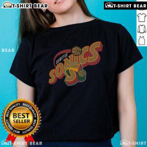 Alt Text: Top Seattle Supersonics Hardwood Classics Evergreen Ladies Tee featuring vibrant team colors and stylish design.