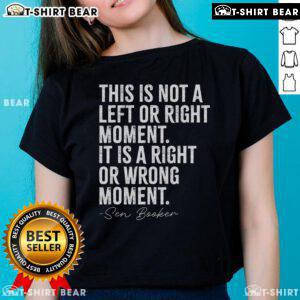 Senator Cory Booker in a ladies' tee, emphasizing unity with the phrase 'This Is Not A Left Or Right Moment'.