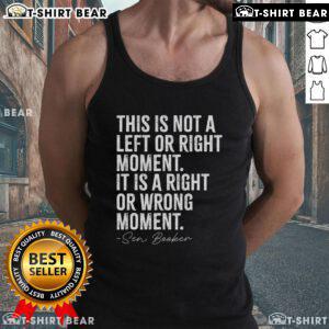 Cory Booker in a tank top, speaking on unity, emphasizing 'This Is Not A Left Or Right Moment' message.