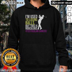 Survivor wearing a hoodie for Testicular Cancer Awareness Month, playing golf and promoting awareness in April.