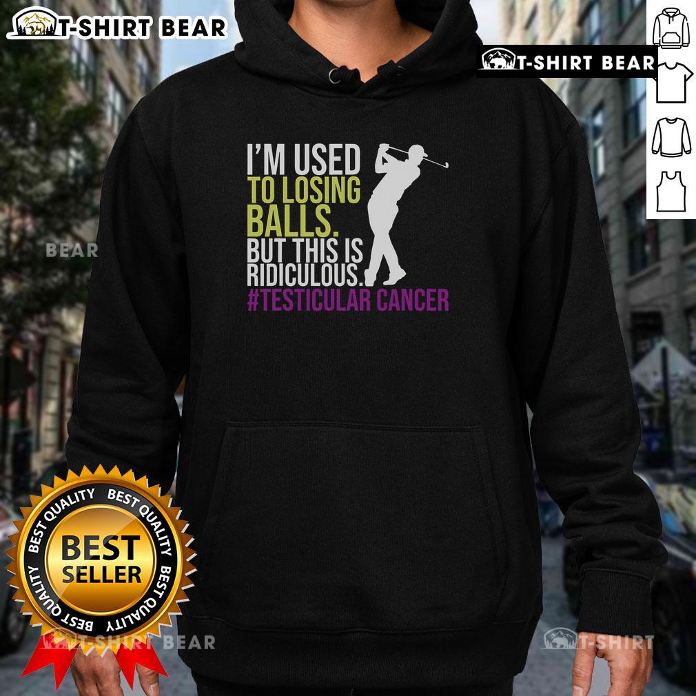 Survivor wearing a hoodie for Testicular Cancer Awareness Month, playing golf and promoting awareness in April.