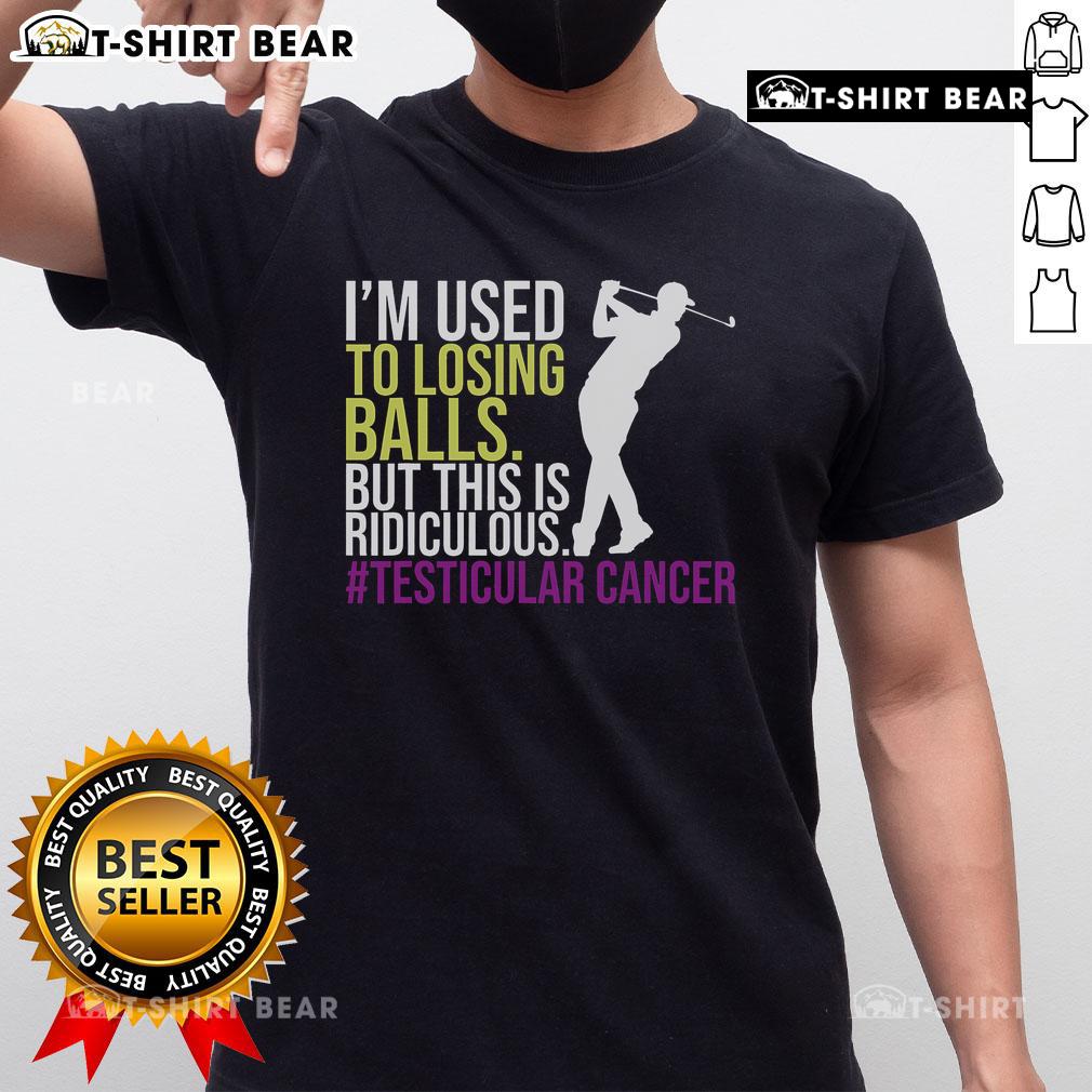 Top Testicular Cancer Awareness Month survivor wearing a golf player t-shirt, promoting awareness and support for cancer survivors.