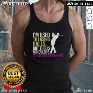 Survivor wearing a tank top for Testicular Cancer Awareness Month, enjoying golf on a sunny day.
