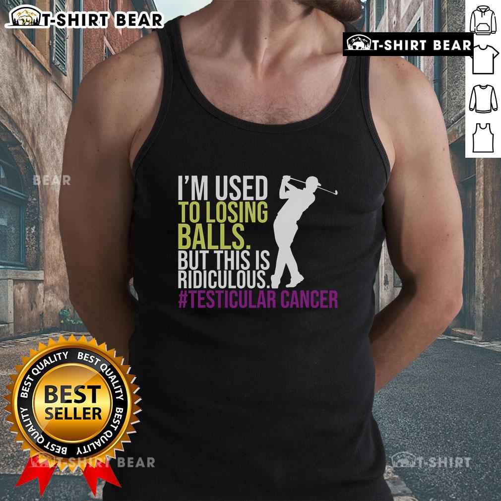 Survivor wearing a tank top for Testicular Cancer Awareness Month, enjoying golf on a sunny day.