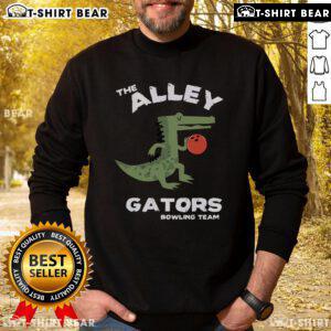 Top The Alley Gators bowling team sweatshirt featuring vibrant colors and team logo, perfect for bowling enthusiasts.