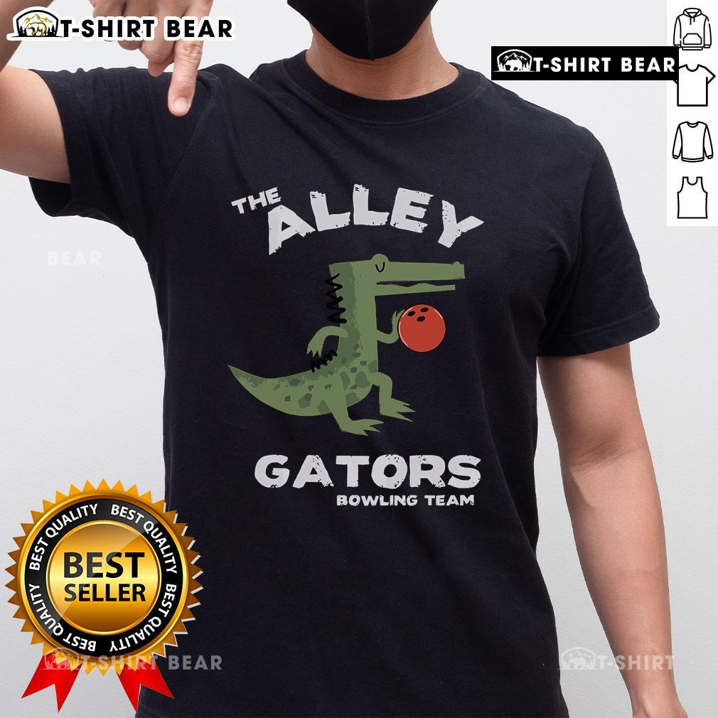 Top The Alley Gators Bowling Team T-Shirt featuring vibrant colors and a fun design, perfect for bowling enthusiasts.