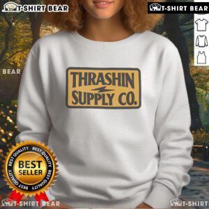 Cozy Top Thrashin Supply Stamp Sweatshirt featuring bold graphic design, perfect for casual, stylish outfits.