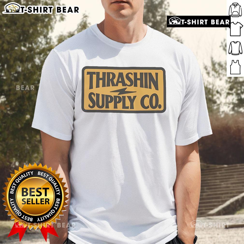 Top Thrashin Supply Stamp T-Shirt featuring a bold graphic design, perfect for casual wear and street style enthusiasts.