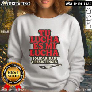 Top Tu Lucha Es Mi Lucha sweatshirt featuring a bold design, perfect for wrestling fans and casual wear.